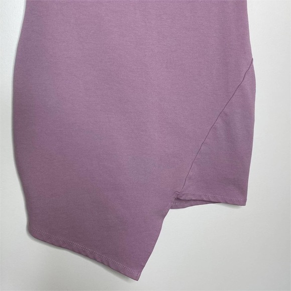 Lovely Day Purple Asymmetrical Hem Stretch Bodycon Mini Dress Halter Medium - Picture 3 of 8